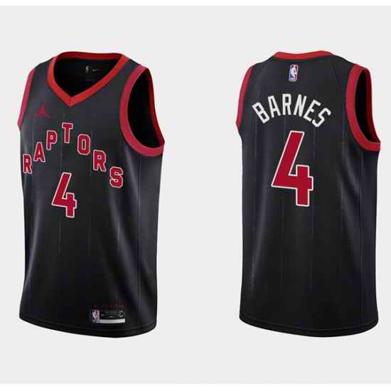 Men Toronto Raptors 4 Scottie Barnes Black Statement Edition Stitched Basketball Jersey